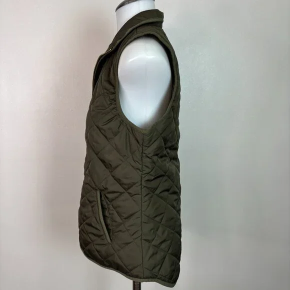 Old Navy Quilted Vest XS Olive Green Full-Zip Pockets Women's Jacket - Picture 5 of 12